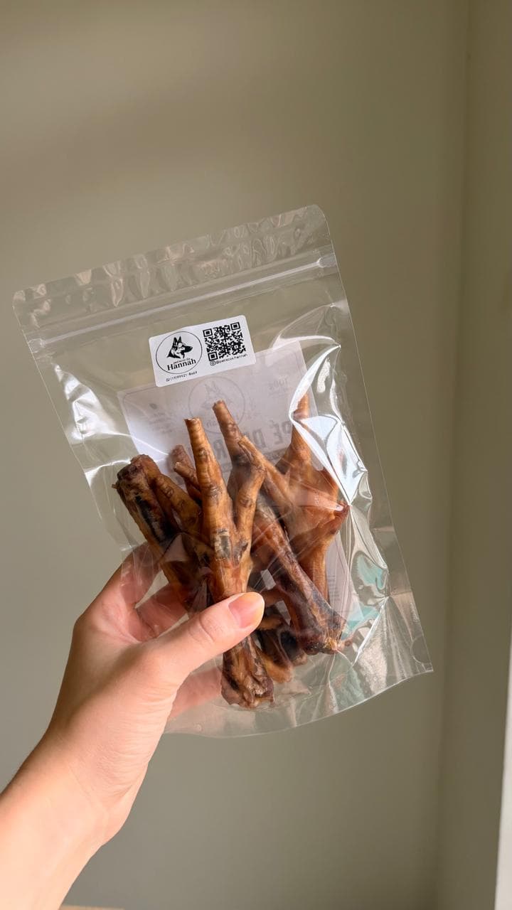 Pé de frango desidratado de perto